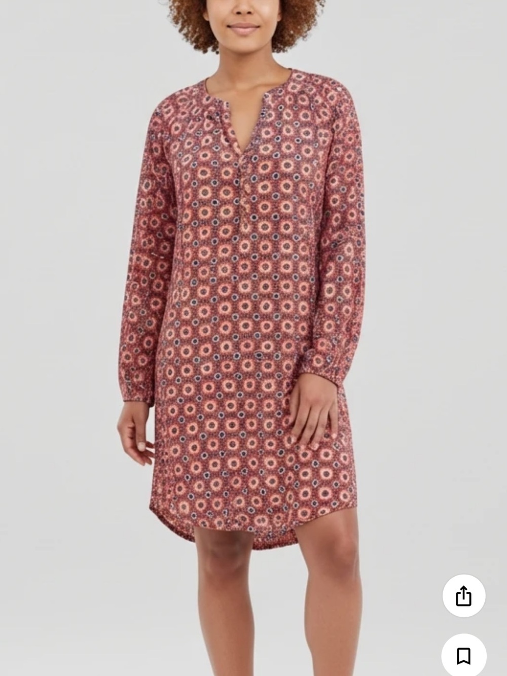Mud Pie Red Multi Geometric Long Sleeve Shift Dress